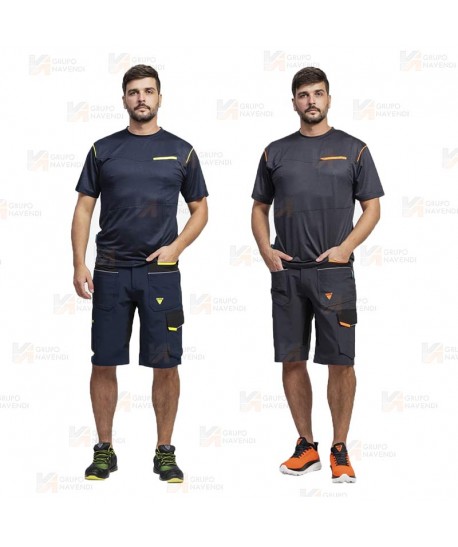 Pantalón bermuda laboral multibolsillos con tejido elástico