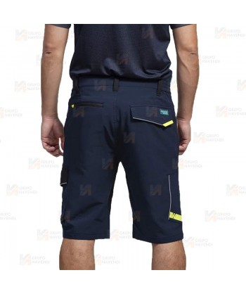Pantalón bermuda laboral multibolsillos con tejido elástico
