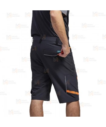 Pantalón bermuda laboral multibolsillos con tejido elástico