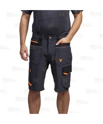 Pantalón bermuda laboral multibolsillos con tejido elástico