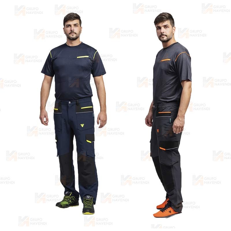 Pantalón laboral multibolsillos con tejido elástico