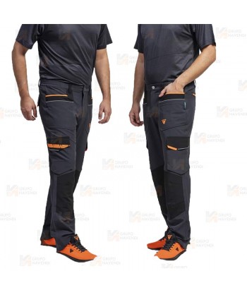 Pantalón laboral multibolsillos con tejido elástico