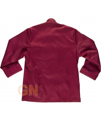 Chaqueta de cocina unisex de manga larga y puños color burdeos