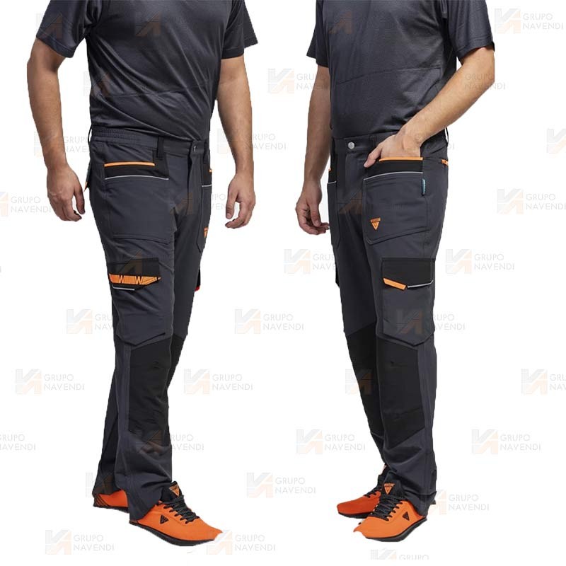 Pantalón laboral multibolsillos con tejido elástico