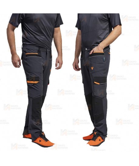 Pantalón laboral multibolsillos con tejido elástico