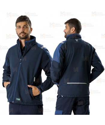 Parka ligera de tejido softshell bicolor con membrana color marino y azafata