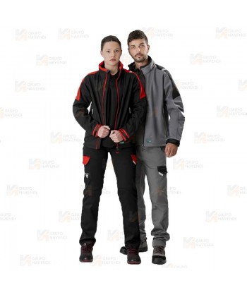Parka ligera de tejido softshell bicolor con membrana color negro y rojo