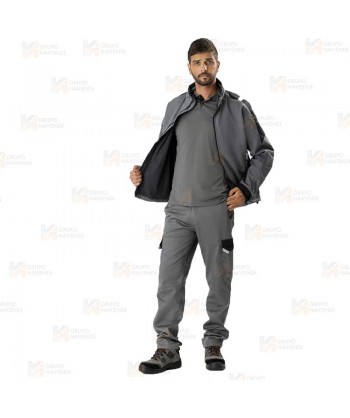 Parka ligera de tejido softshell bicolor con membrana color gris y negro