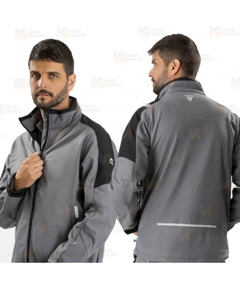 Parka ligera de tejido softshell bicolor con membrana color gris y negro