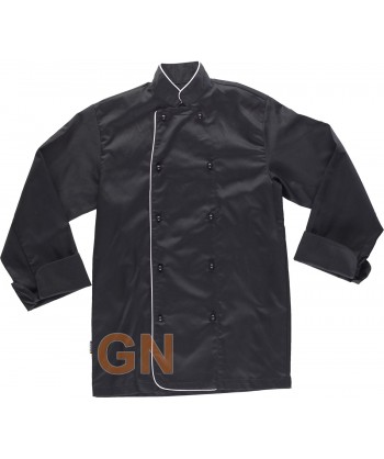Chaqueta de cocina unisex de manga larga y puños color negra