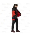 Parka bicolor acolchada y con capucha color rojo y negro
