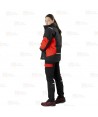 Parka bicolor acolchada y con capucha color rojo y negro