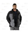 Parka bicolor acolchada y con capucha color gris y negro