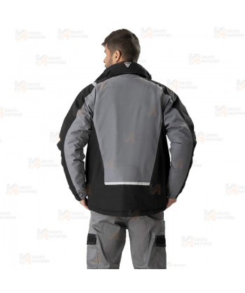 Parka bicolor acolchada y con capucha color gris y negro