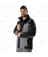 Parka bicolor acolchada y con capucha color gris y negro