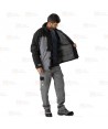 Parka bicolor acolchada y con capucha color gris y negro