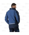 Parka bicolor acolchada y con capucha color marino y azul azafata