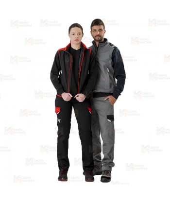 Chaleco bicolor acolchado con tejido softshell color rojo y negro