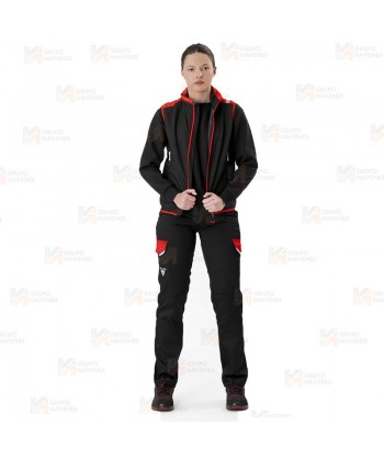 Chaleco bicolor acolchado con tejido softshell color rojo y negro