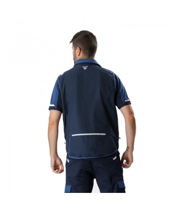 Chaleco bicolor acolchado con tejido softshell color marino y azul azafata