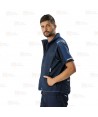 Chaleco bicolor acolchado con tejido softshell color marino y azul azafata