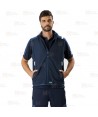 Chaleco bicolor acolchado con tejido softshell color marino y azul azafata