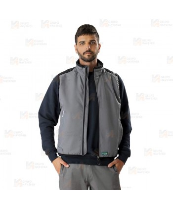 Chaleco bicolor acolchado con tejido softshell color gris y negro