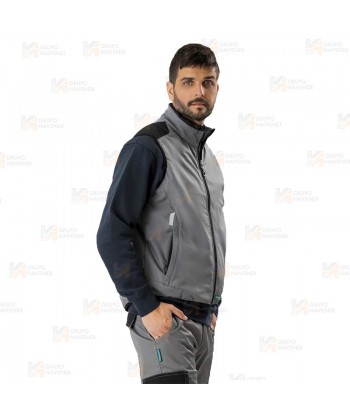 Chaleco bicolor acolchado con tejido softshell color gris y negro