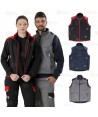 Chaleco bicolor acolchado con tejido softshell color gris y negro