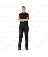 Pantalón bielástico multibolsillos con refuerzos color negro y rojo
