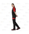 Pantalón bielástico multibolsillos con refuerzos color negro y rojo