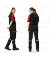 Pantalón bielástico multibolsillos con refuerzos color negro y rojo