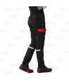 Pantalón bielástico multibolsillos con refuerzos color negro y rojo