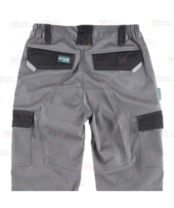 Pantalón bielástico multibolsillos con refuerzos color gris y negro