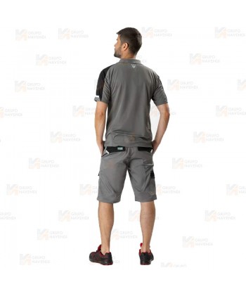 Bermuda bielástico multibolsillos con refuerzos color gris y negro