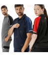 Polo de manga corta bicolor de tejido transpirable color marino y azafata