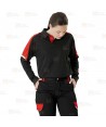 Polo de manga larga bicolor de tejido transpirable  color negro y rojo