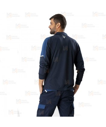 Polo de manga larga bicolor de tejido transpirable  color marino y azafata