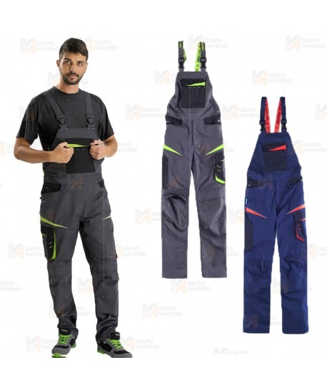Peto laboral multibolsillos con rodilleras confeccionado con tejido Canvas