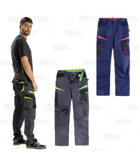 Pantalón laboral multibolsillos con rodilleras confeccionado con tejido Canvas