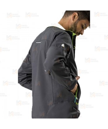 Cazadora deportiva con tejido Ripstop gris/amarillo fluor