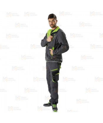 Cazadora deportiva con tejido Ripstop gris/amarillo fluor