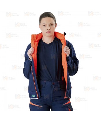 Cazadora deportiva con tejido Ripstop marino/rojo