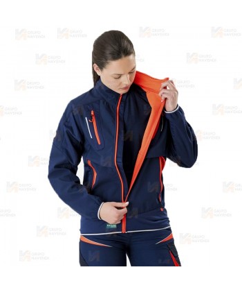 Cazadora deportiva con tejido Ripstop marino/rojo