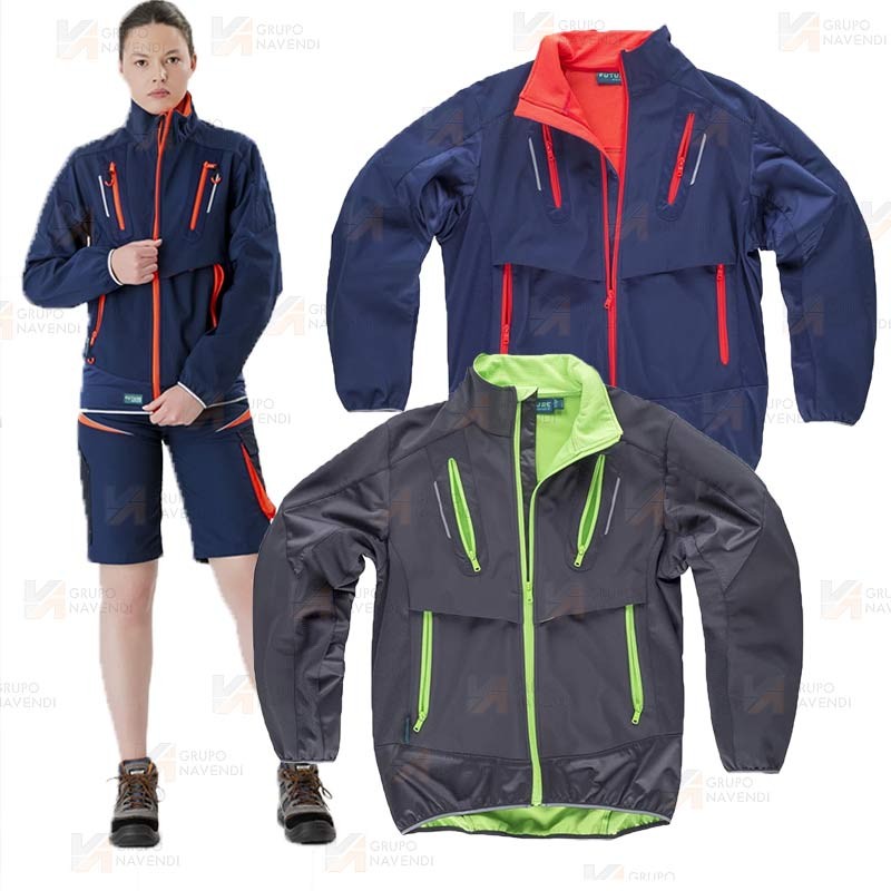 Cazadora deportiva con tejido Ripstop marino/rojo