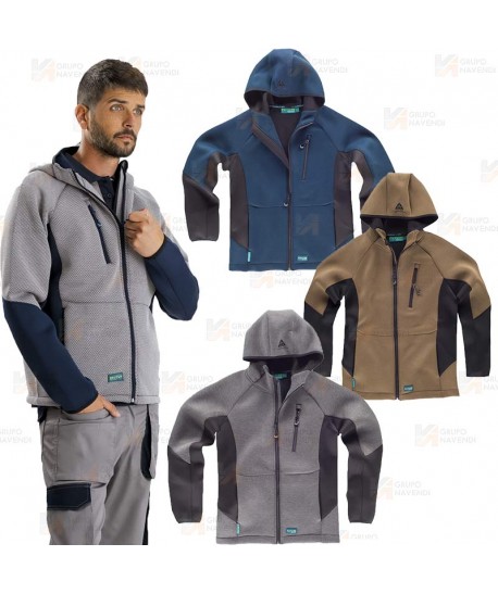 Cazadora deportiva softshell con capucha