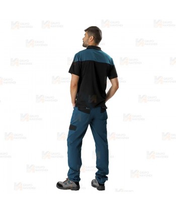 Pantalón laboral multibolsillos con tejido elástico color azafata/negro
