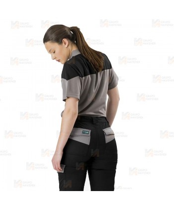 Pantalón laboral multibolsillos con tejido elástico  color negro/gris