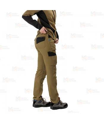 Pantalón laboral multibolsillos con tejido elástico  color beige/negro