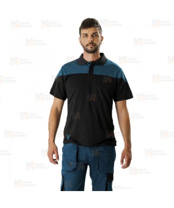 Polo bicolor en tejido transpirable color azafata/negro